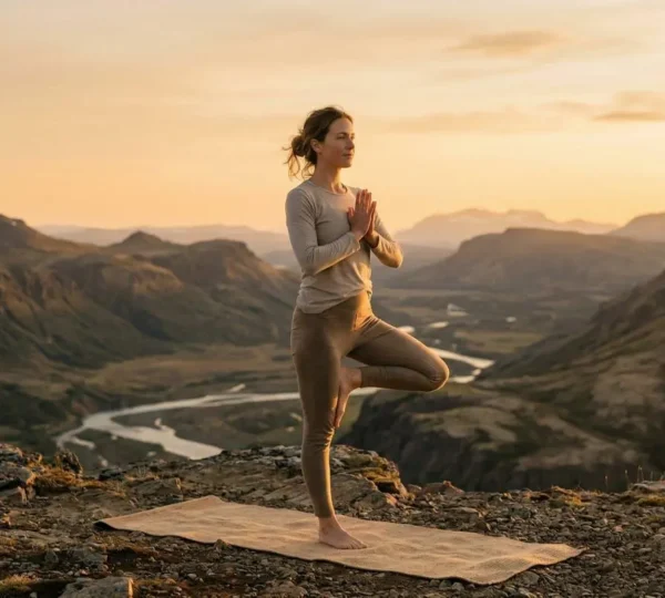 Personne pratiquant le yoga dans un cadre naturel apaisant